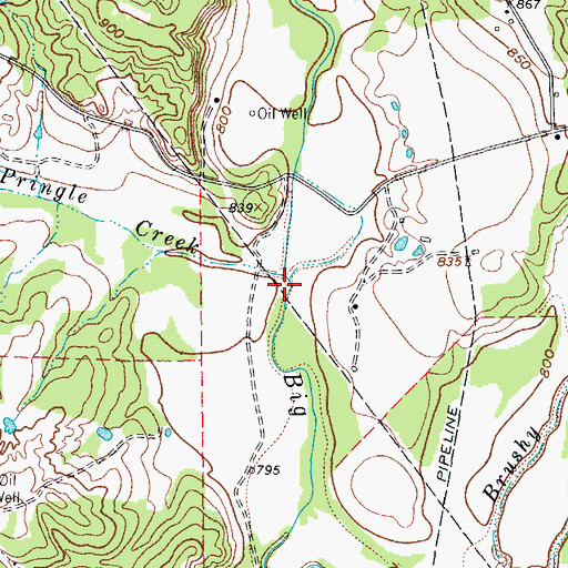 Topographic Map of Pringle Creek, TX