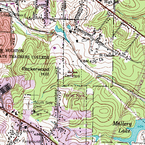 Topographic Map of Prison Cemetery, TX