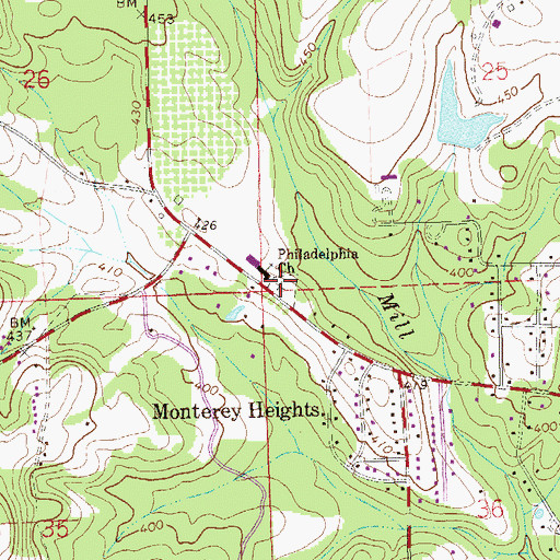 Topographic Map of Philadelphia Cemetery, AL