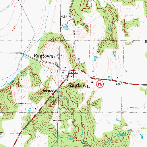 Topographic Map of Ragtown, TX