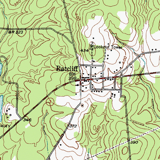 Topographic Map of Ratcliff, TX