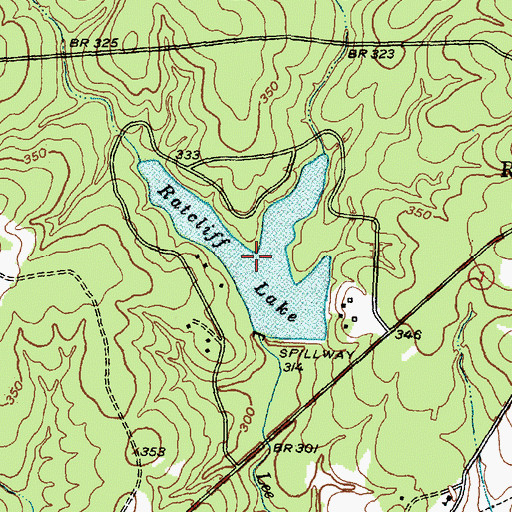 Topographic Map of Ratcliff Lake, TX