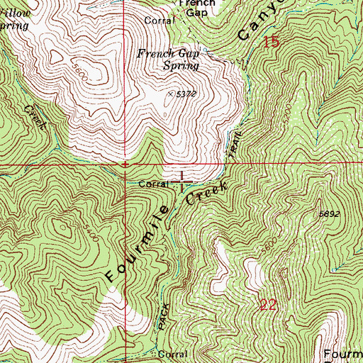 Topographic Map of Willow Creek, AZ