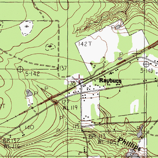 Topographic Map of Rayburn, TX