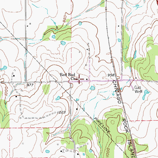 Topographic Map of Red Bud Church, TX