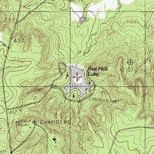 Topographic Map of Red Hills Lake, TX