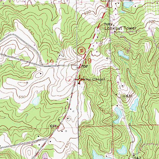 Topographic Map of Pierce Chapel School (historical), AL