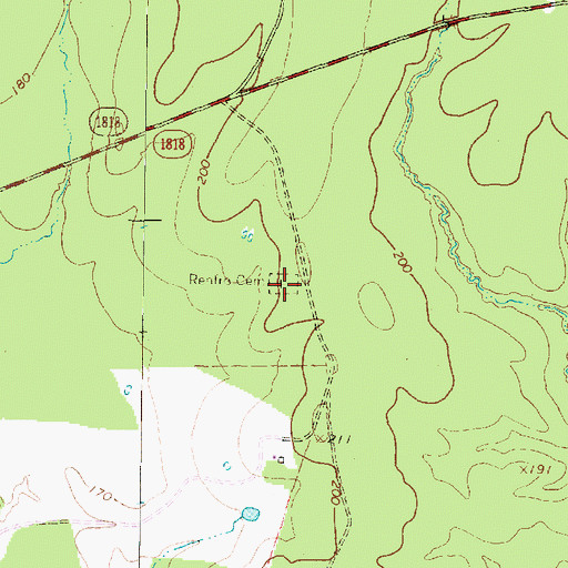 Topographic Map of Renfro Cemetery, TX