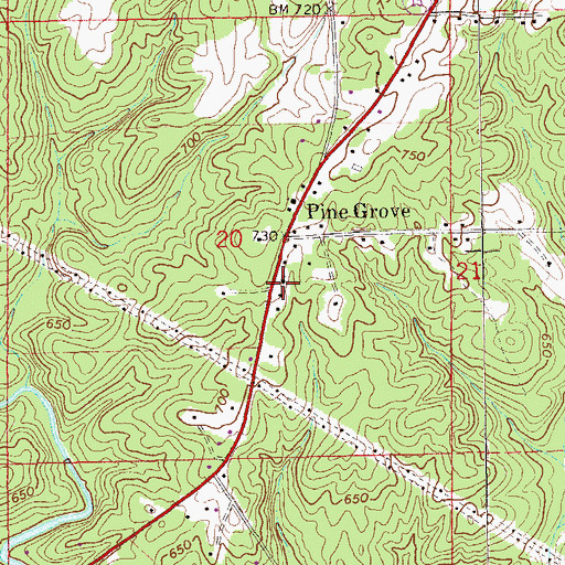 Topographic Map of Pine Grove United Methodist Church, AL