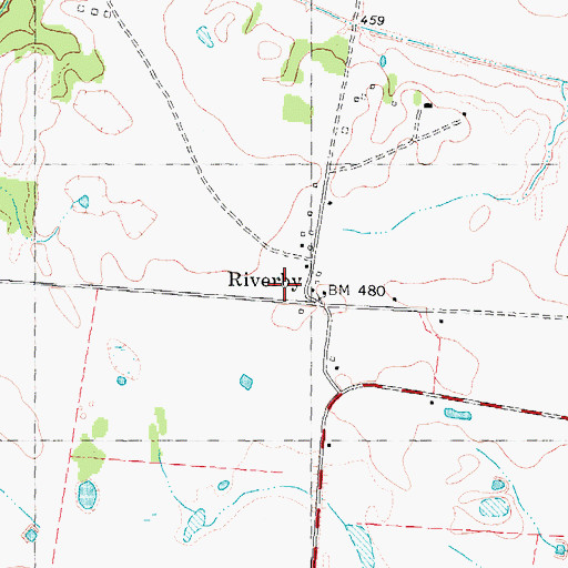 Topographic Map of Riverby, TX