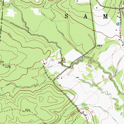 Topographic Map of Roark Creek, TX