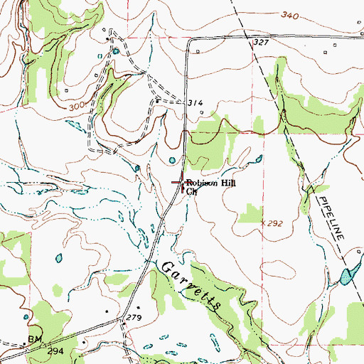 Topographic Map of Robinson Hill Church, TX