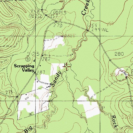 Topographic Map of Rock Creek, TX