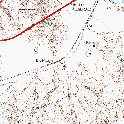 Topographic Map of Rockledge, TX