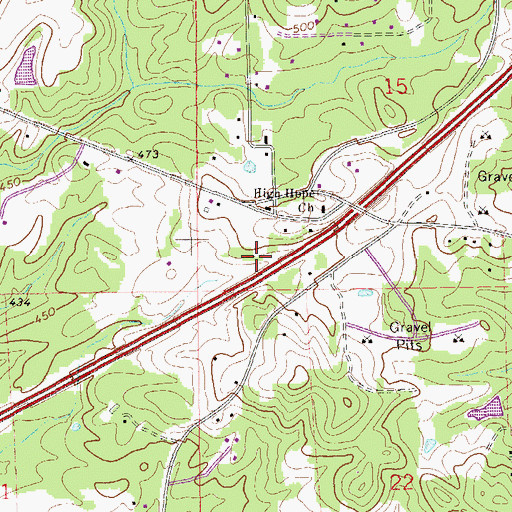 Topographic Map of Pine Knot Cemetery, AL