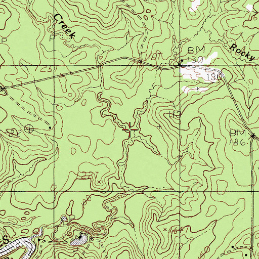 Topographic Map of Rocky Branch, TX