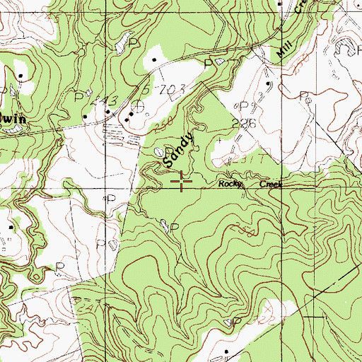 Topographic Map of Rocky Creek, TX