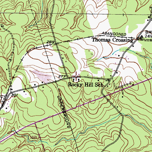 Topographic Map of Rocky Hill School, TX