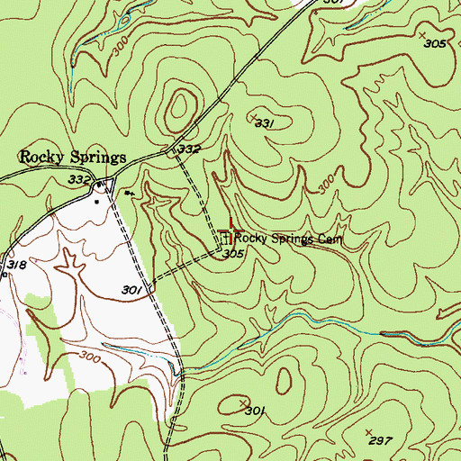 Topographic Map of Rocky Springs Cemetery, TX