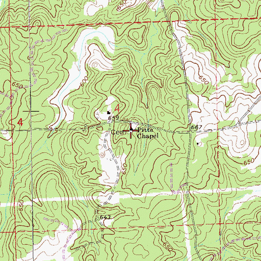 Topographic Map of Pitts Chapel Cemetery, AL