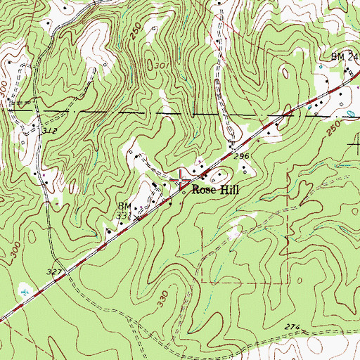 Topographic Map of Rose Hill, TX