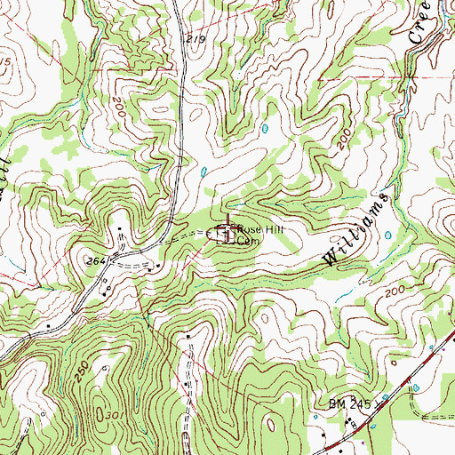 Topographic Map of Rose Hill Cemetery, TX