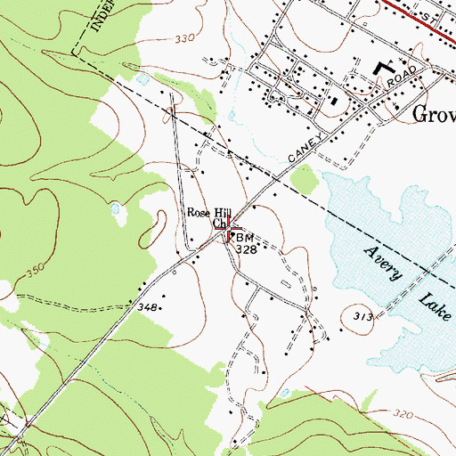 Topographic Map of Rose Hill Church, TX