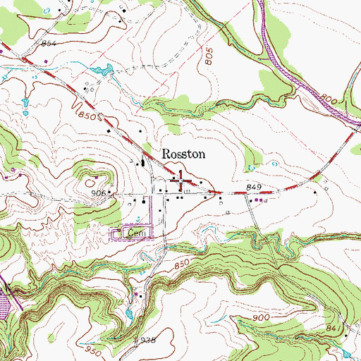 Topographic Map of Rosston, TX