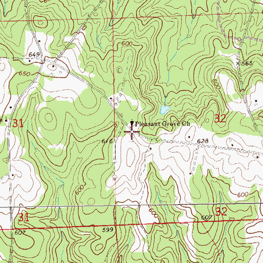 Topographic Map of Pleasant Grove Cemetery, AL