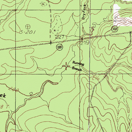 Topographic Map of Running Branch, TX