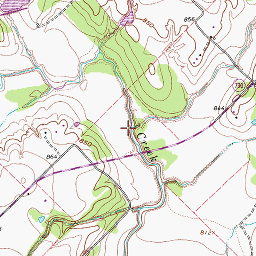 Topographic Map of Rush Creek, TX
