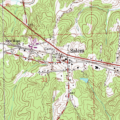 Topographic Map of Pleasant View Church, AL