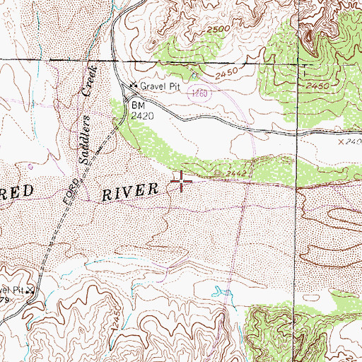Topographic Map of Saddlers Creek, TX