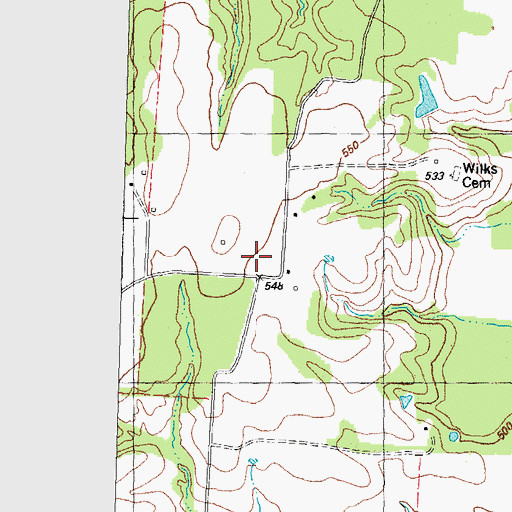 Topographic Map of Saint Andrews Church, TX