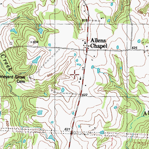 Topographic Map of Saint James Church, TX