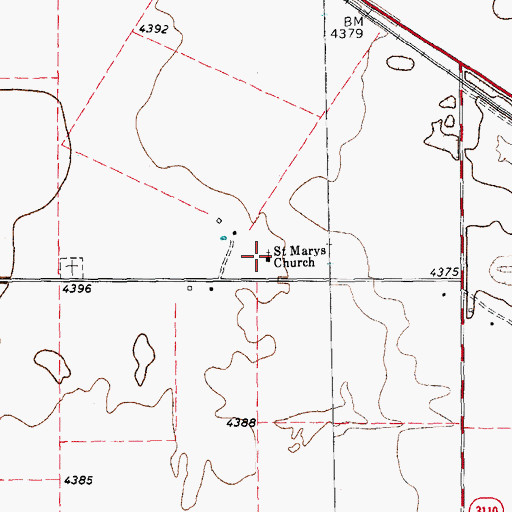 Topographic Map of Saint Marys Church, TX