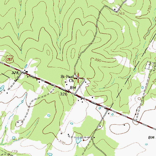 Topographic Map of Saint Paul Church, TX