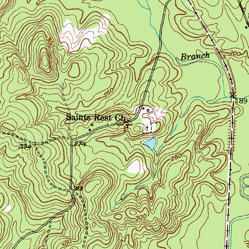 Topographic Map of Saints Rest Church, TX