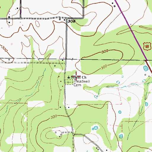 Topographic Map of Salem Church, TX