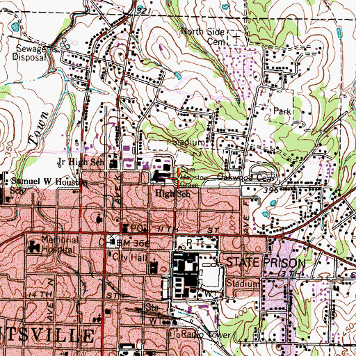 Topographic Map of Sam Houston Grave, TX