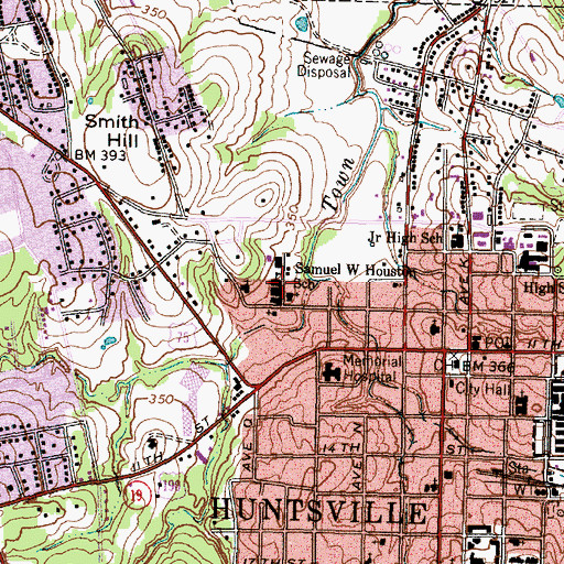 Topographic Map of Samuel W Houston School, TX