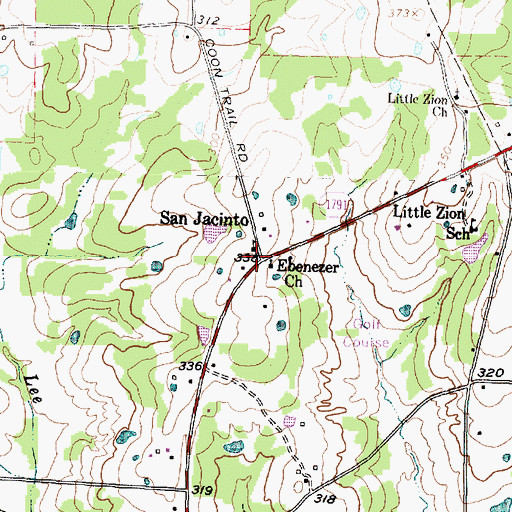 Topographic Map of San Jacinto, TX
