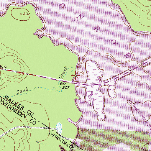 Topographic Map of Sand Creek, TX