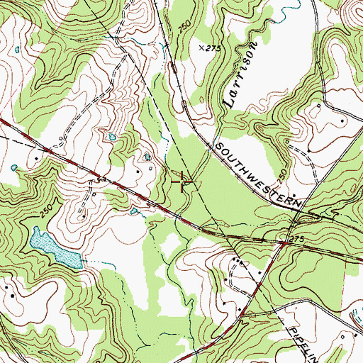 Topographic Map of Sandy Branch, TX
