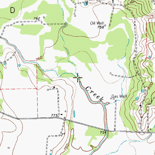 Topographic Map of Sandy Creek, TX