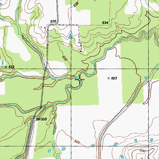 Topographic Map of Sandy Creek, TX