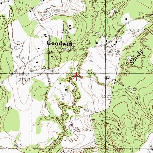 Topographic Map of Sandy Creek, TX
