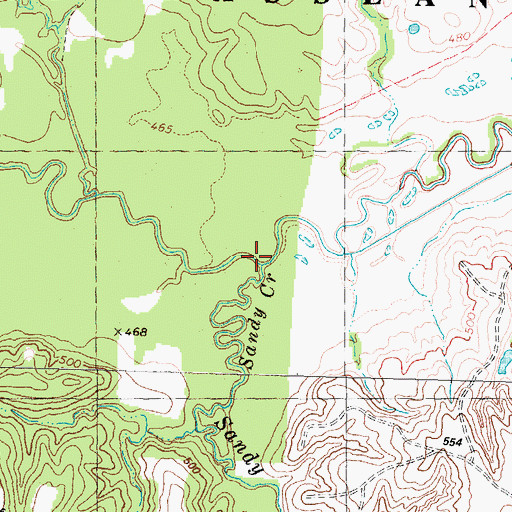 Topographic Map of Sandy Creek, TX