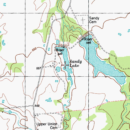 Topographic Map of Sandy Lake, TX