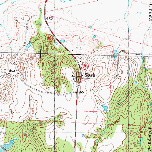 Topographic Map of Sash, TX